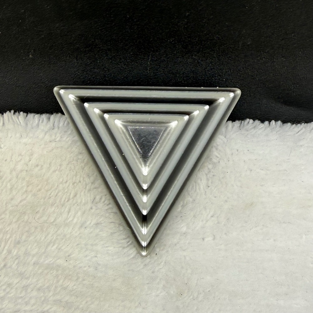 Vintage Lea Stein Paris Brooch Black White Grey Triangle Geometric